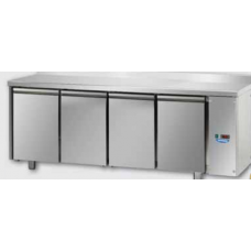 4 doors Stainless Steel 600x400 Refrigerated Pastry Counter with 100 mm rear riser working top, designed for Normal Temperature remote condensing unit, Tecnodom TP04MIDSGAL