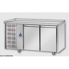 Masă frigorifică de patiserie, din otel inoxidabil, 600x400, cu 2 uși, fără suprafață de lucru, cu unitate pe partea stângă, Tecnodom TP02MIDSPSX