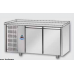 Masă frigorifică de patiserie, din otel inoxidabil, 600x400, cu 2 uși, fără suprafață de lucru, cu unitate pe partea stângă, Tecnodom TP02MIDSPSX