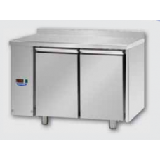 2 doors Stainless Steel 600x400 Refri gerated Pastry Counter with 100 mm rear riser working top,  desi gned for Normal Temperature remote condensing unit,  with connections on the left side , Tecnodom TP02MIDSGSXAL
