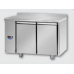 Masă frigorifică de patiserie, din otel inoxidabil, 600x400, cu 2 uși,cu suprafață de lucru 100 mm și plintă, conceput pentru unitatea de condensare cu temperatură normală, cu conexiuni pe partea stângă, Tecnodom TP02MIDSGSXAL
