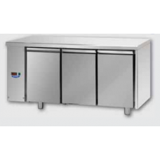 3 doors Stainless Steel 600x400 Refrigerated Pastry Counter designed for Normal Temperature remote condensing unit,with connections on the left side, Tecnodom TP03MIDSGSX