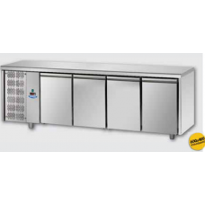 Masă frigorifică de patiserie, din otel inoxidabil, 600x400, cu 4 uși, cu unitate pe partea stângă, Tecnodom TP04MIDSX