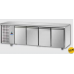 Masă frigorifică de patiserie, din otel inoxidabil, 600x400, cu 4 uși, cu unitate pe partea stângă, Tecnodom TP04MIDSX