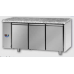3 doors Stainless Steel 600x400 Refrigerated Pastry Counter with Granite working top, designed for Normal Temperature  remote condensing unit, with connections on the left side, Tecnodom TP03MIDSGSXGRA