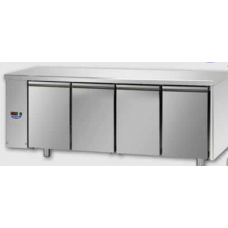4 doors Stainless Steel 600x400 Refrigerated Pastry Counter designed for Normal Temperature remote condensing unit,with connections on the left side, Tecnodom TP04MIDSGSX