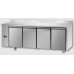 4 doors Stainless Steel 600x400 Refrigerated Pastry Counter with 100 mm rear riser working top,designed for Normal Temperature remote condensing unit, with connections on the left side, Tecnodom TP04MIDSGSXAL