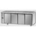 Masă frigorifică de patiserie, din otel inoxidabil, 600x400, cu 4 uși, cu suprafață de lucru din granit, conceput pentru unitatea de condensare de la temperatura normala, cu conexiuni pe partea stanga, Tecnodom TP04MIDSGSXGRA