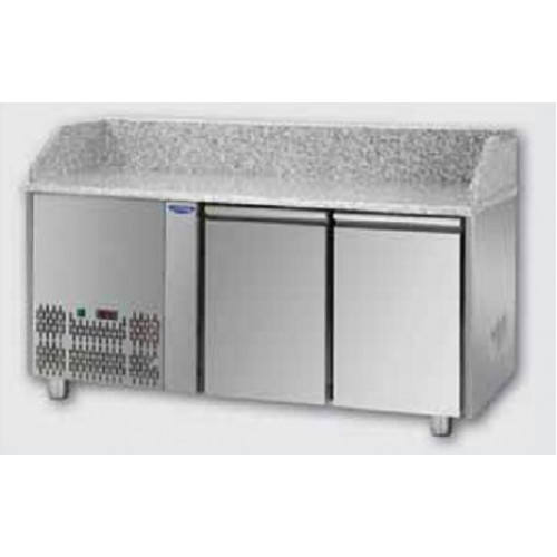 Masă frigorifică pentru pizza, , cu 2 uși, GN1/1, cu suprafață de lucru din granit si unitate pe partea stanga,  Tecnodom PZ02EKOGNSX