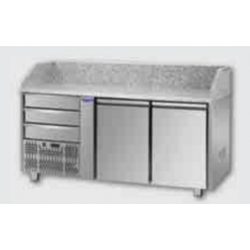 2 doors Refrigerated Pizza Counter GN1/1 with 3 neutral drawers,granite working top and unit on the left sides, Tecnodom PZ02EKOC3SX