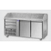 Masă frigorifică pentru pizza, , cu 2 uși, GN1/1, cu 3 sertare neutre, cu suprafață de lucru din granit si unitate pe partea stanga,  Tecnodom PZ02EKOC3SX