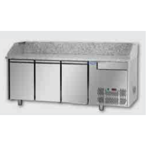 Masă frigorifică pentru pizza, , cu 3 uși, GN1/1, cu 1 sertar neutru și cu suprafață de lucru din granit, Tecnodom PZ03EKOC1