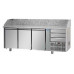 3 doors Refrigerated Pizza Counter GN 1/1 with 3 neutral drawers and granite working top, Tecnodom PZ03EKOC3