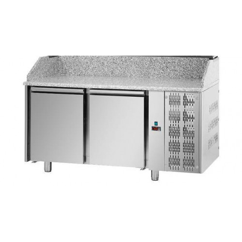 Морозильный стол для пиццы стандартный, 600x400, с 2 дверьми, и c гранитной столешницей, Tecnodom PZ02MID80