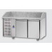 Masă frigorifică pentru pizza, cu 2 uși, 600x400 și cu suprafață de lucru din granit si unitate pe partea stanga, Tecnodom PZ02MID80SX