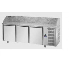 3 doors Refrigerated Pizza Counter 600x400 standard with granite working top, Tecnodom PZ03MID80