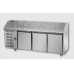 Masă frigorifică pentru pizza, standartă cu 3 uși, 600x400 , cu suprafață de lucru din granit și unitate pe partea stângă, Tecnodom PZ03MID80SX