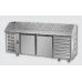 Masă frigorifică pentru pizza, standartă cu 2 uși, 600x400 , cu 6 sertare neutre și suprafață de lucru din granit, Tecnodom PZ03MIDC6SX