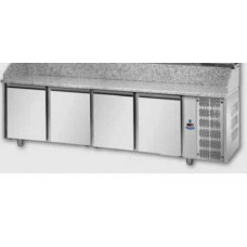Masă frigorifică pentru pizza, cu 4 uși, 600x400  și suprafață de lucru din granit, Tecnodom PZ04MID80