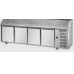 Masă frigorifică pentru pizza, cu 4 uși, 600x400  și suprafață de lucru din granit, Tecnodom PZ04MID80