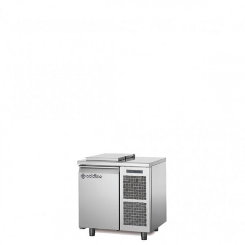 Холодильный стол Саладетта для овощей , GN1/1, c 1 дверью, со столешницей без борта, с встроенным агрегатом, темп. -2°+8°C, Coldline TP09/1MD