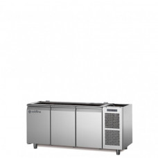 Холодильный стол Саладетта для овощей , GN1/1, c 3 дверьми, без столешницы, с встроенным агрегатом, темп. -2°+8°C, Coldline TS17/1MD