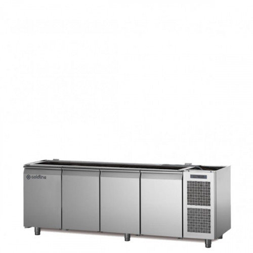 Refrigerated Counter Saladette GN1/1, 4 doors ,without top , with integrated unit,  temp -2°+8°C, Coldline TS21/1MD