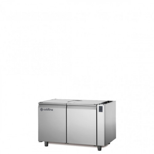 Masă frigorifică de patiserie, EN60×40, cu unitate de la distanță, cu 2 uși,fără suprafață de lucru , temp.-2°+8°C, Coldline TS13/1MJR