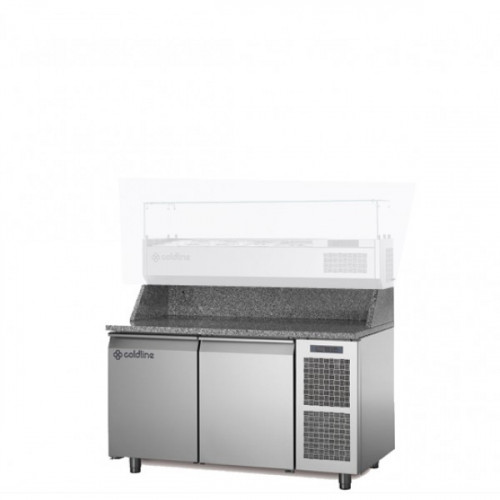 Холодильный стол для пиццы, EN60×40, c 2 дверьми, с встроенным агрегатом, без витрины,темп. -2°+8°C, Coldline TZ13/1M