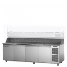 Masă frigorifică pentru pizza, EN60×40, cu unitate integrată, cu 4 uși,fără vitrină, temp.-2°+8°C, Coldline TZ21/1M