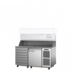 Холодильный стол для пиццы, EN60×40, c 1 дверью и выдвижным ящиком, с встроенным агрегатом, без витрины,темп. -2°+8°C, Coldline TZ09/1MC