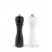 Manual salt and pepper mill duo, beech wood, black and white coloura, 20 cm, 24277, Duo Tahiti Black and White, Peugeot