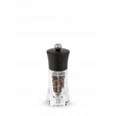 Manual chili pepper mill, chocolate finish, beech wood and acrylic, 14 cm, 28428, Oléron, Peugeot