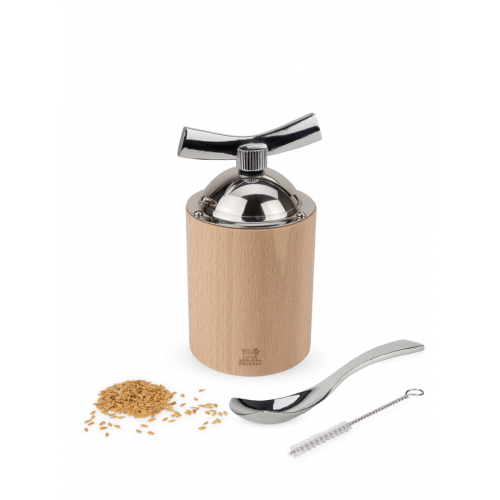 Manual flax seed mill in wood and stainless steel natural 13 cm, 34535, Isen, Peugeot