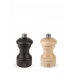 Duo of manual salt and pepper mills, beech wood, chocolate and natural wood, 10 cm, 2/22594, Bistro, Peugeot