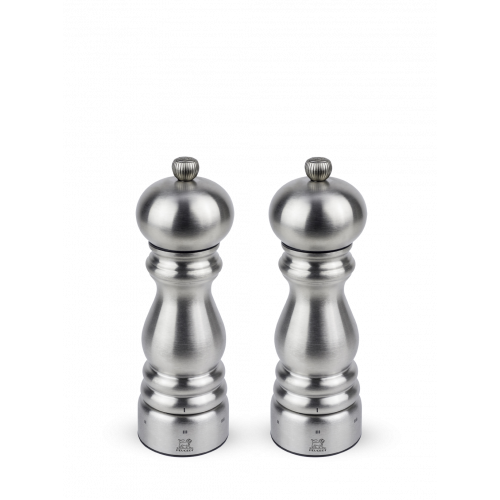 Duo of u’Select manual salt and pepper mills in stainless steel, 18 cm, 32470, Paris Chef, Peugeot