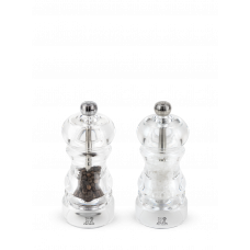 Duo of manual salt and pepper mills in acrylic, 12 cm, 900812, Duo Nancy, Peugeot