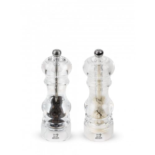 Duo de râșnițe manuale de sare uemdă și piper, în acrilic, 18 cm, 32456, Duo Nancy, Peugeot