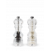 Duo of manual wet salt and pepper mills in acrylic, 18 cm, 32456, Duo Nancy, Peugeot