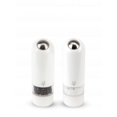Duo of electric salt and pepper mills in white ABS, 17 cm, 2/27667, Zeli, Peugeot