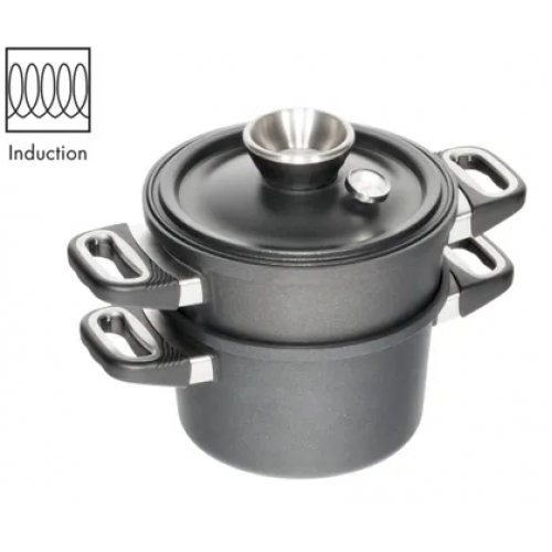 Набор для приготовления на пару с крышкой, индукционный I-1424-E-SET, AMT