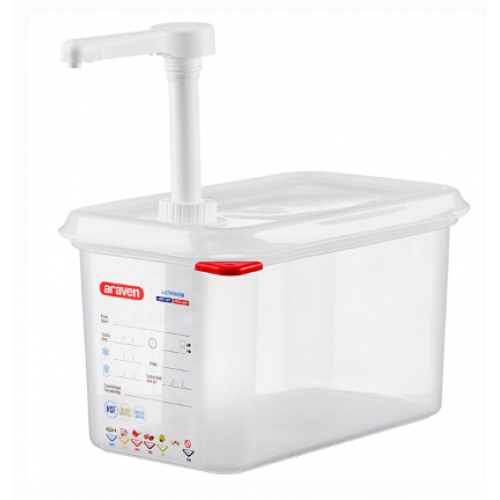 Диспенсер для соусов GN 1/4, 4,3 л с помпой 30 мл, 01358, Araven