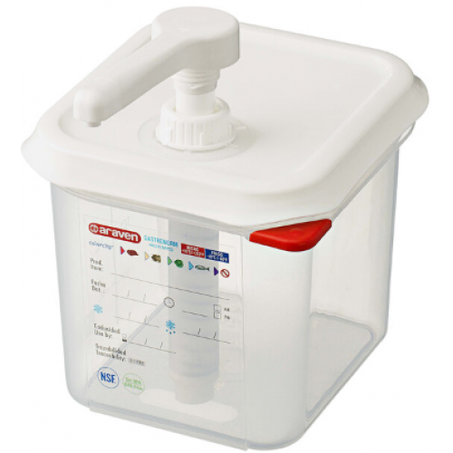 Диспенсер для соусов GN 1/6, 2,6 л с помпой 30 мл, 01367, Araven