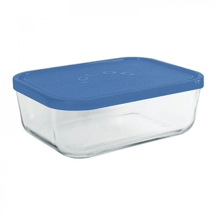 Rectangular Food Container Blue-Green With Partitions And Cutlery