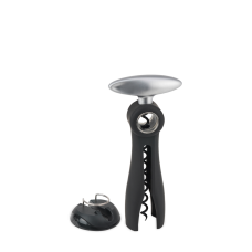 Tirbușon cu rotire continuă cu baza cu tăietor de folie, culoare neagră, 19 cm, 200244, Black, Salma ,Peugeot