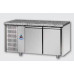 Masă frigorifică de patiserie, din otel inoxidabil, 600x400, cu 2 uși,cu suprafață de lucru din granit, cu unitate pe partea stângă, Tecnodom TP02MIDSXGRA