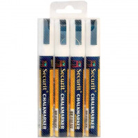 Набор белых жидких меловых маркеров, тонкий наконечник, 4 шт. Securit Набор белых жидких меловых маркеров, тонкий наконечник, 4 шт. Securit